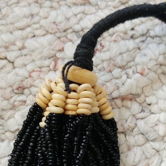 Black Seed Bead Bone Multistrand Collar Necklace - Picture 2 of 4